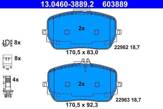 Ate Brake Pad Set Disc Brake 13.0460-3889.2
