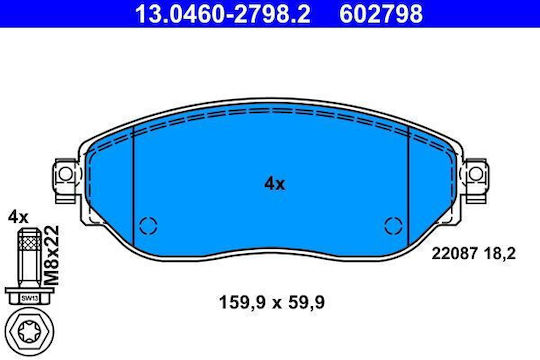 Ate Brake Pad Set Disc Brake 13.0460-2798.2
