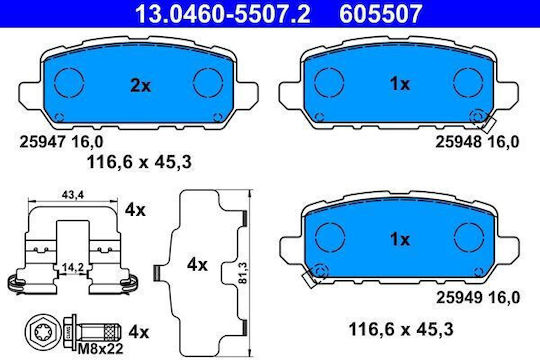 Ate Brake Pad Set Disc Brake 13.0460-5507.2