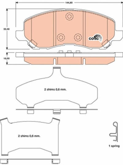 Trw Brake Pad Set Disc Brake Gdb4142