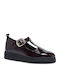 Leather Ballerinas With strap Burgundy