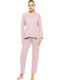 Pink Label Winter Damen Pyjama-Set Rosa