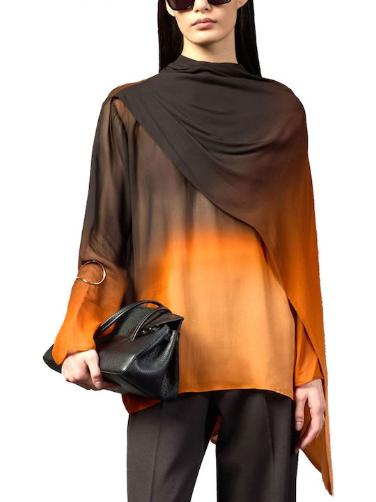 Damen Bluse Brown-orange