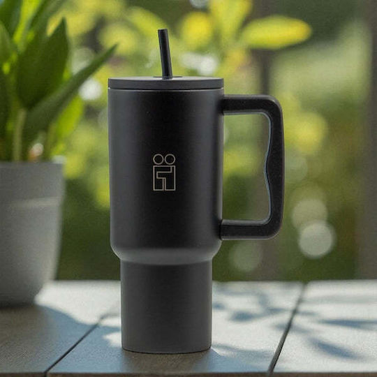 Hugs Pahar cu mâner Termos Oțel inoxidabil 900ml Silent Night cu Pai și Mâner