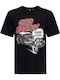 Printed Blouse Short Sleeve King Kerosin Red Baron Roadkiller T-shirt Black