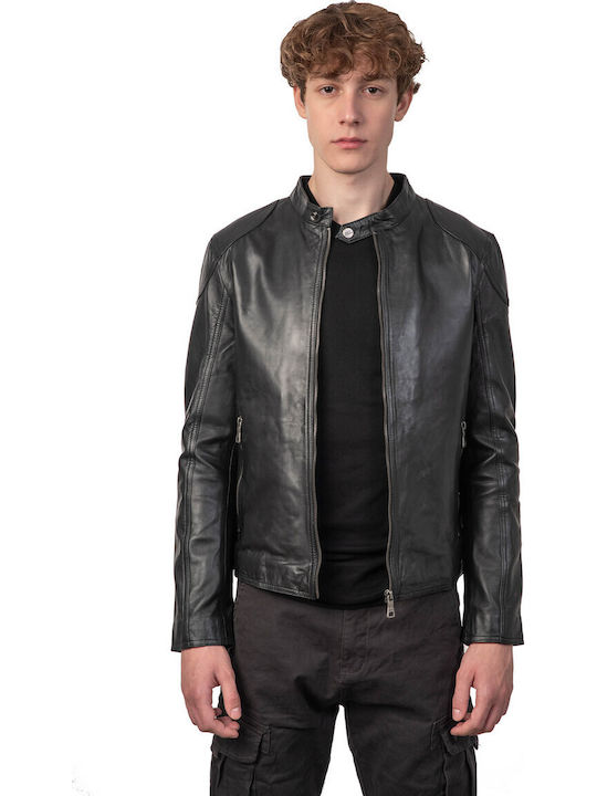 Romeo Sheep Leather Jacket Biker Black