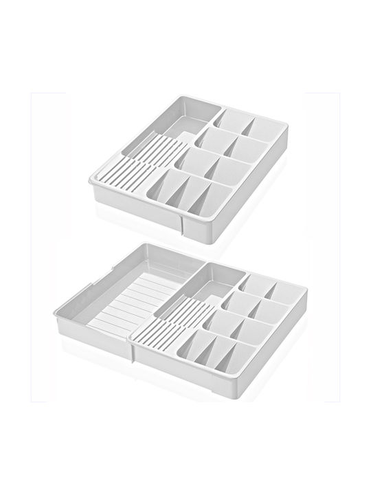Tăvi Pentru Tacâmuri De Sertar Rabătabilă Din Plastic 30x40cm Albă