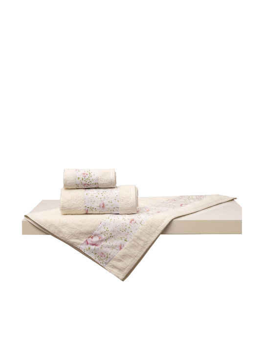 Anna Riska Σετ Πετσέτες Μπάνιου 2τμχ Ivory Βάρους 500gr/m²