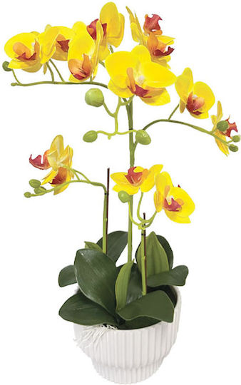 Künstliche Pflanze im Topf Orchidee Gelb 45cm Marhome