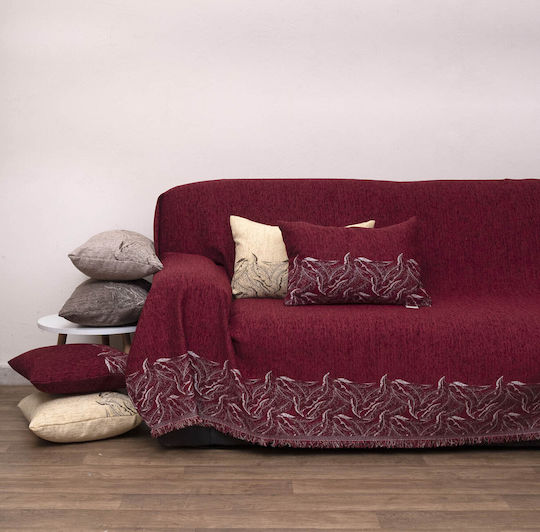 Viopros Ριχτάρι Τριθέσιου Καναπέ Chenille 180x280εκ. Μπορντώ
