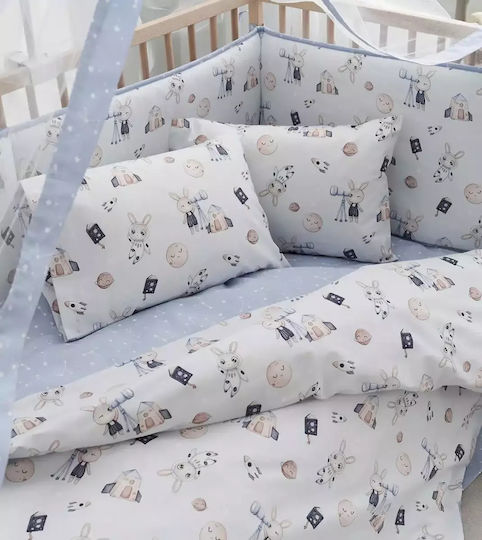 Vesta Home Σετ Βρεφικά Σεντόνια Λίκνου Βαμβακερά Astra Μπλε 70x125εκ. 3τμχ