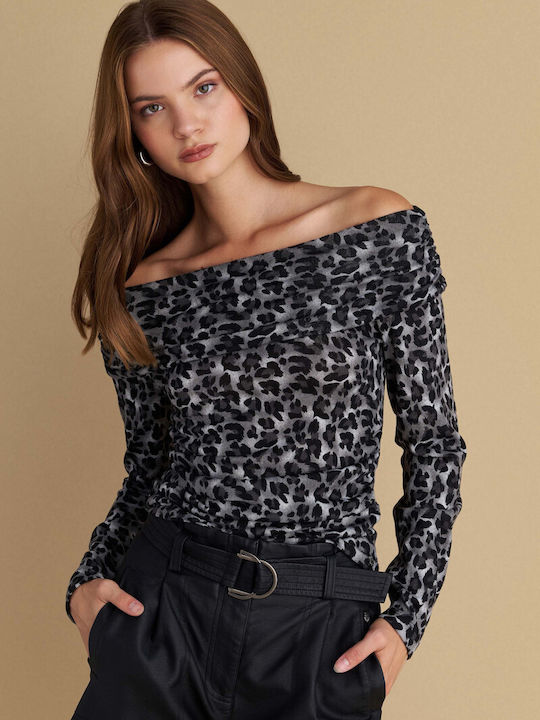 Bluză Damă Animal Print Gri