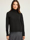 Women's Sweater Cotton Turtleneck Black