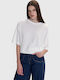 Women's Cotton Short Sleeve Top White 81039126 Off White