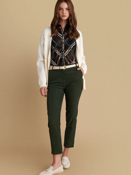 Damen Stoff Hose Green