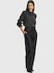 Dama Tesatura Pantaloni cu Croială Dreaptă Black