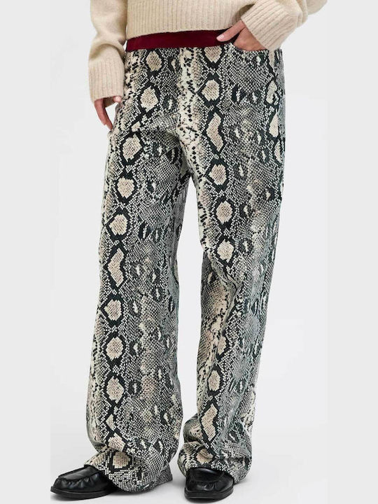 Jack & Jones Women's Fabric Trousers Wide Ecru/White/Black