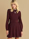 Mini Evening Dress with Lace Red