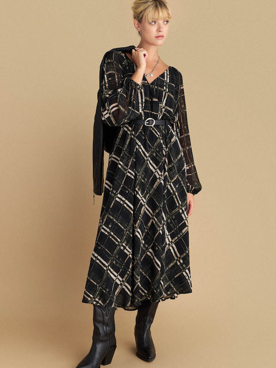 Maxi Damenkleid Langärmelig Schwarz