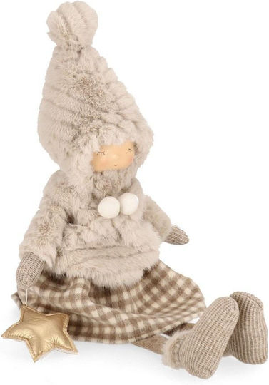 Bizzotto Dekoratives Mädchen Stoff Sitzend Beige Kostüm 53cm