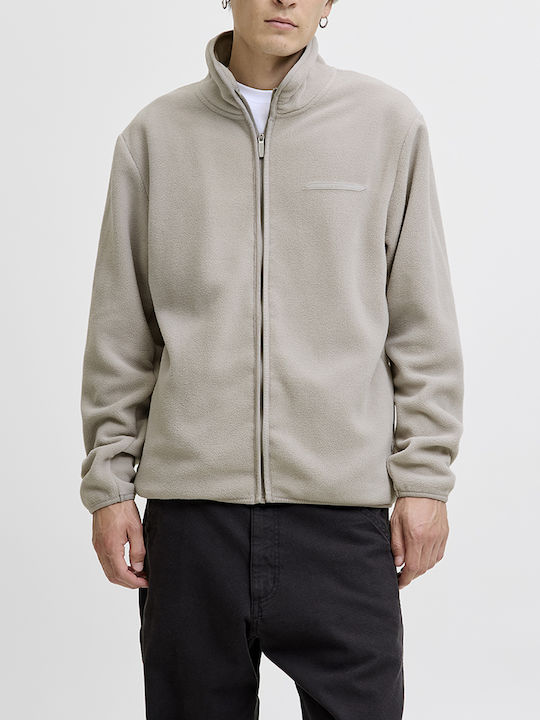 Jack & Jones Sweat Ανδρική Ζακέτα Fleece Μπεζ