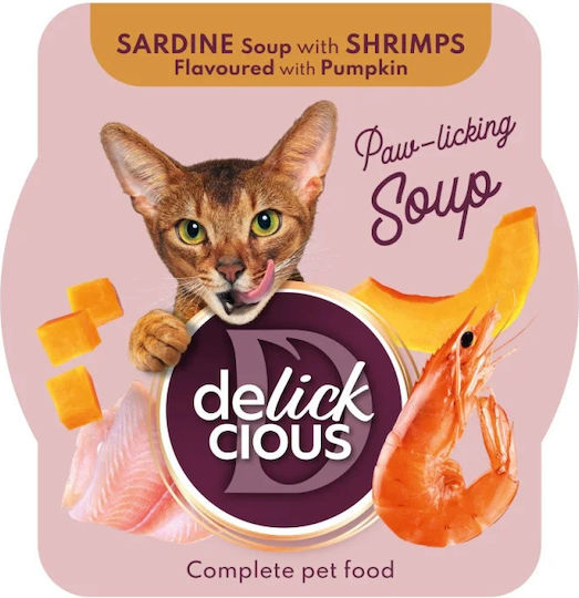 Delickcious супа Мокра Храна за Котки с Сардина, Скариди и Тиква 80гр