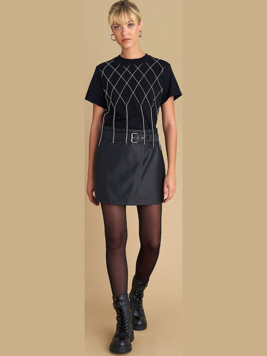 Leather Mini Skirt Black