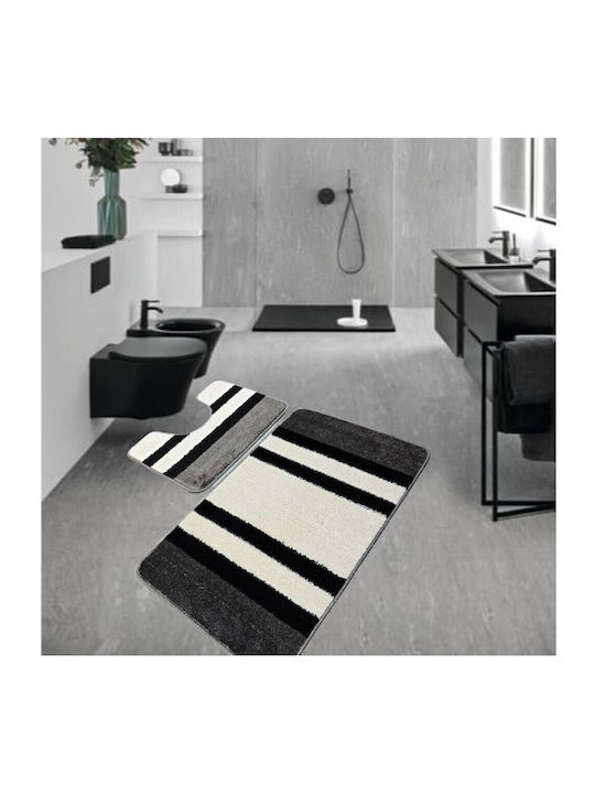 Kotonia Home Antiderapant Set Covorașe de Baie Negru 50x80buc 2buc