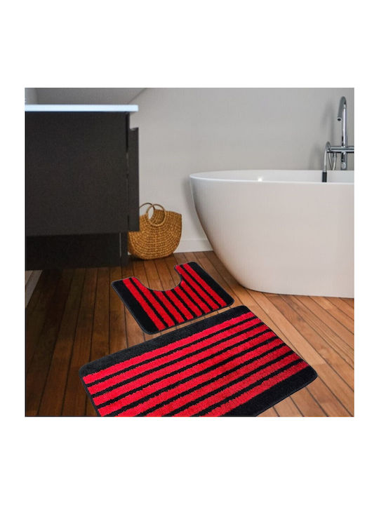 Kotonia Home Antiderapant Set Covorașe de Baie Roșu 50x80buc 2buc