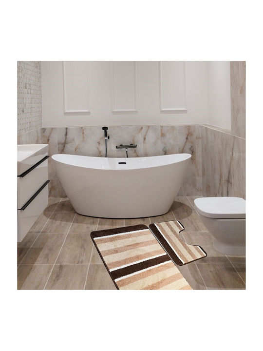 Kotonia Home Antiderapant Set Covorașe de Baie Maro 50x80buc 2buc