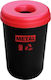 Plastic Black Recycling Bin 60lt Metal Label & Red Lid Basic-60lt-rd/metal