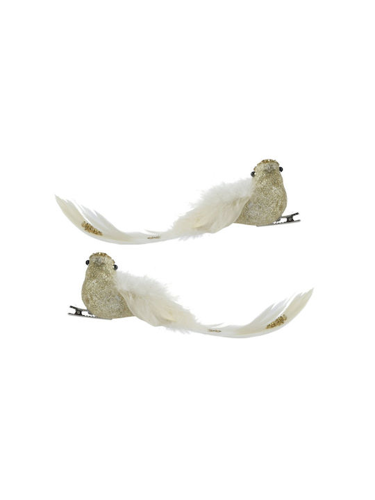 Dekorativ Hängendes Ornament Vogel Weiß 5x15cm Set 2Stück