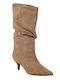 Wildleder Damenstiefel mit mittlerem Absatz Beige
