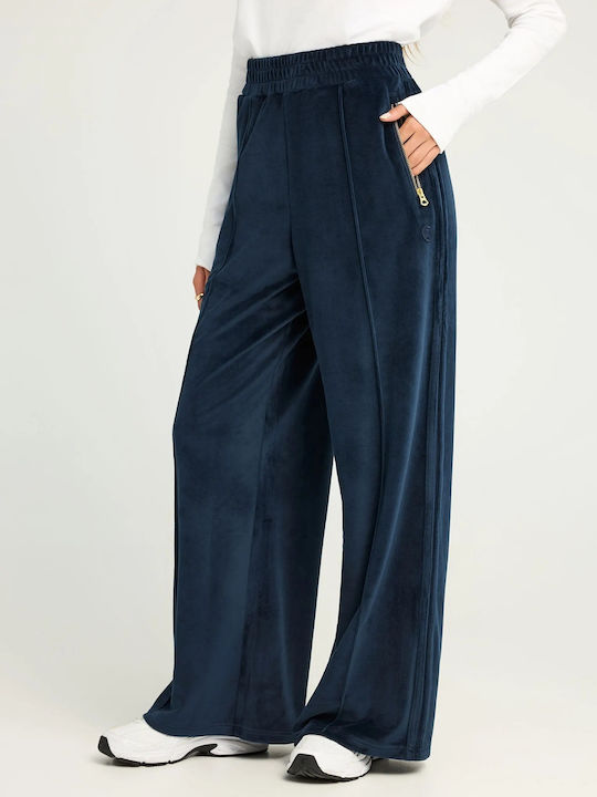 Funky Buddha Sweatpants Flared Velvet Blue