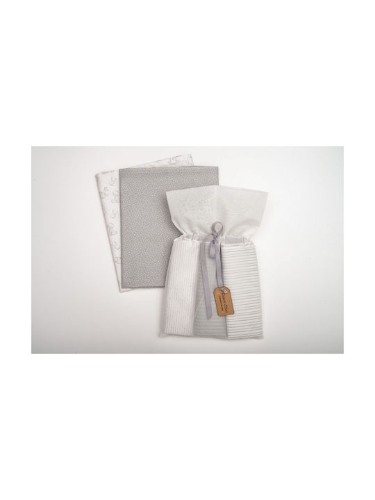 Raison D' Etre Baby Sheets Set Cradle Cotton Gray 3pcs