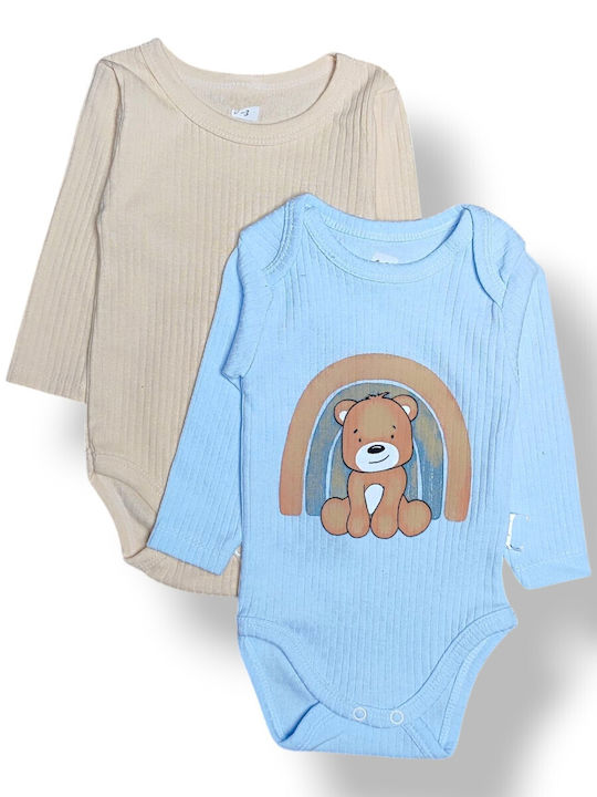 Babydom Langärmliges Beige, Light Blue 2Stück