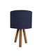 Heronia Wood Table Lamp for Socket E27 with Blue Shade and Base
