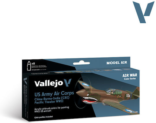 Model Air Paint Set Vallejo 8 Farben Set US Army Air Corps China-Burma-Indien