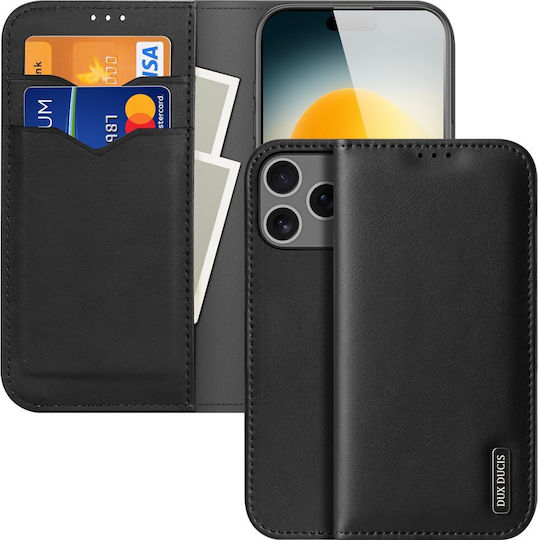 Dux Ducis Hivo Series Buchen Sie Leder / Synthetisches Leder / Silikon Schwarz (iPhone 17 Pro Max)