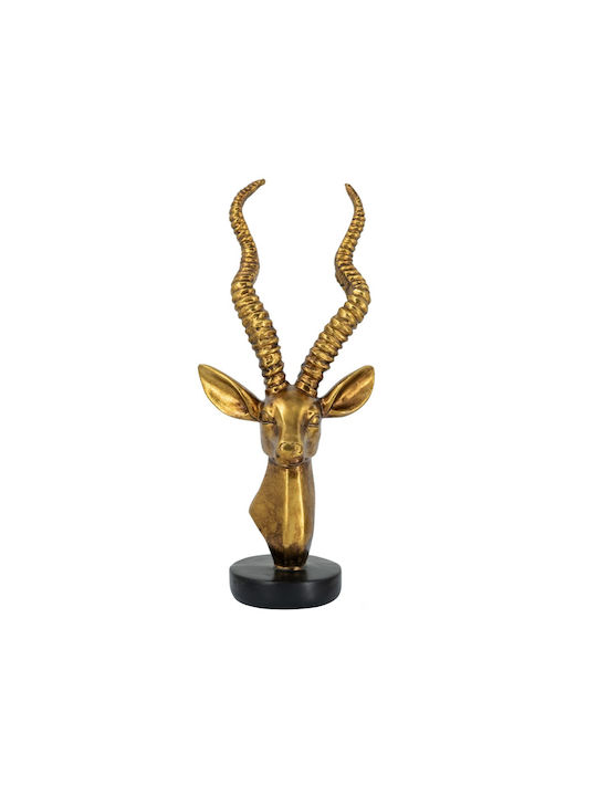 Artekko Animal Gold Tabletop Polyresin Reindeer Head 14x13x30 Cm