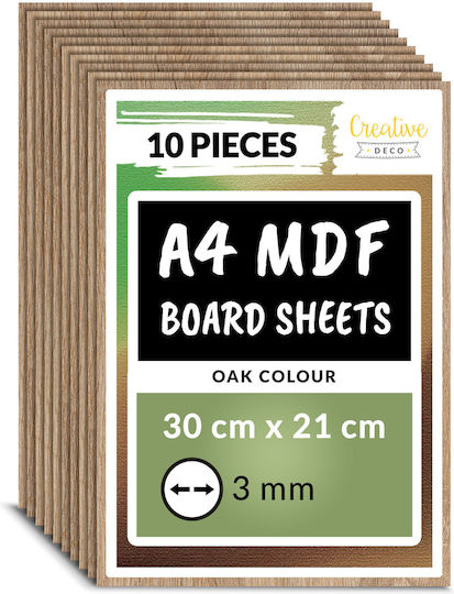 Creative Deco 10 X A4 Oak MDF Board 300 X 210 X 3 Mm MDF Boards DIY Crafts Ideal Pyrography Laser Cutting Modeling Milling CNC Plotter Jigsaw