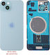 iPhone 15 Plus Battery Cover + Camera Lens + Metal Plaid + Magsafe Blue