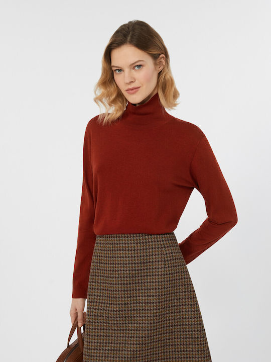 Women's Sweater Woolen Turtleneck Red Berry