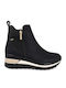 Leder Stiefeletten Damen Schwarz