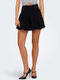 Denim Plissiert Mini Rock Schwarz