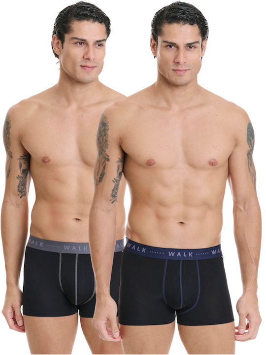 Walk Ανδρικά Μποξεράκια Μαύρο 2Pack