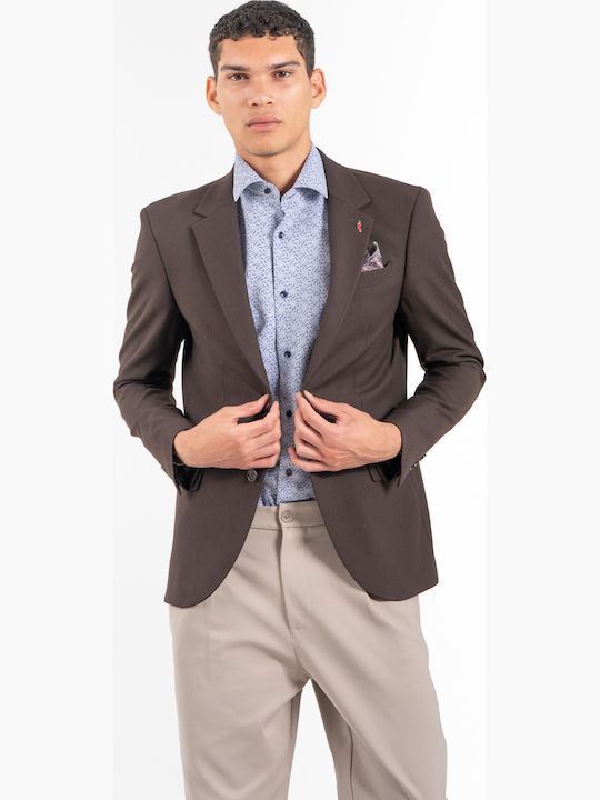 Men's Suit Jacket Slim Fit Brown