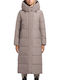Women's Puffer Jacket for Winter with Hood Gray