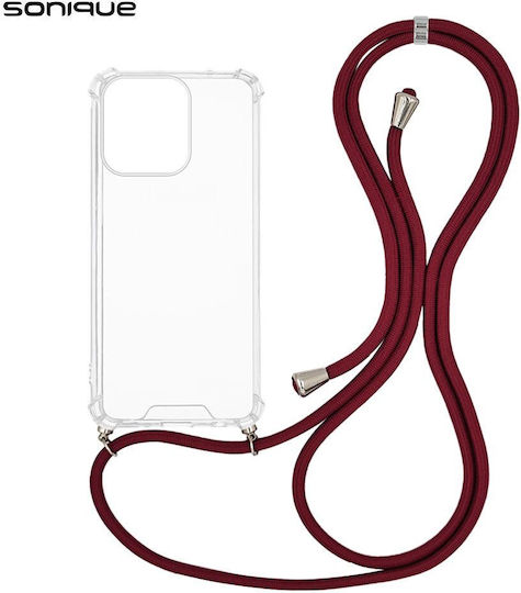 Θήκη Σιλικόνης Κορδόνι Sonique Armor Clear Oppo Reno14 F 5g Μπορντό