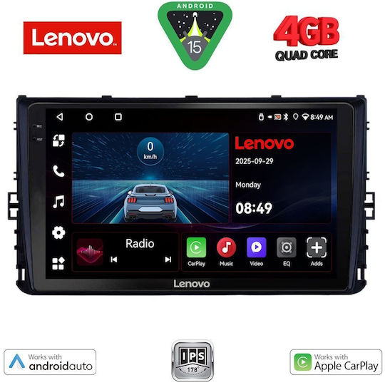Lenovo Car Audio System for Volkswagen Polo / T-Roc / T-Cross 2017 (Bluetooth/USB/AUX/WiFi/GPS/Apple-Carplay/Android-Auto) with Touch Screen 9"